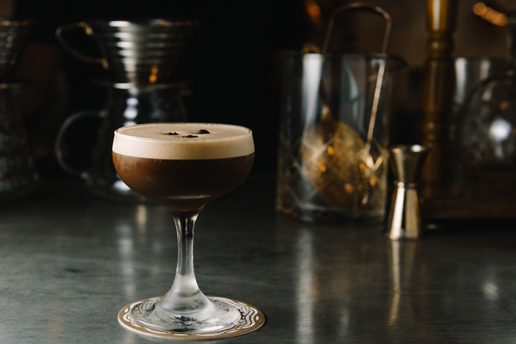 Coffee Infused Cocktail On Bar